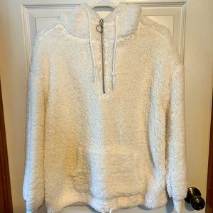 Fashion Nova White Plush Sherpa Quarter Zip
